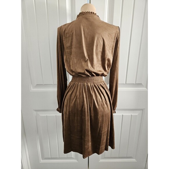 Tommy Hilfiger Faux Suede Boho Dress Elastic Waist Size 8 NWT Bronze Color - Picture 4 of 11
